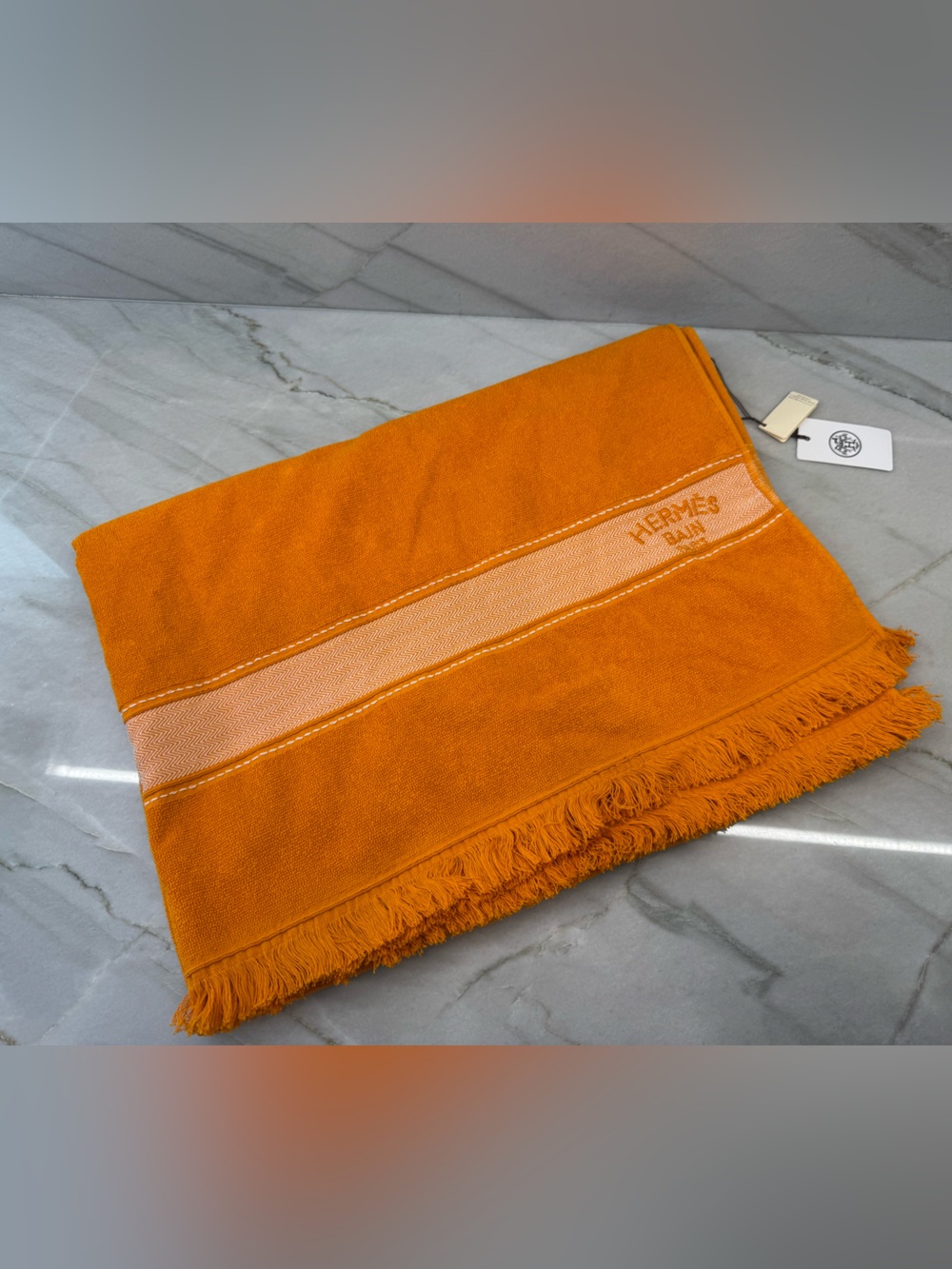 NWT Hermes Yachting Beach Towel Orange